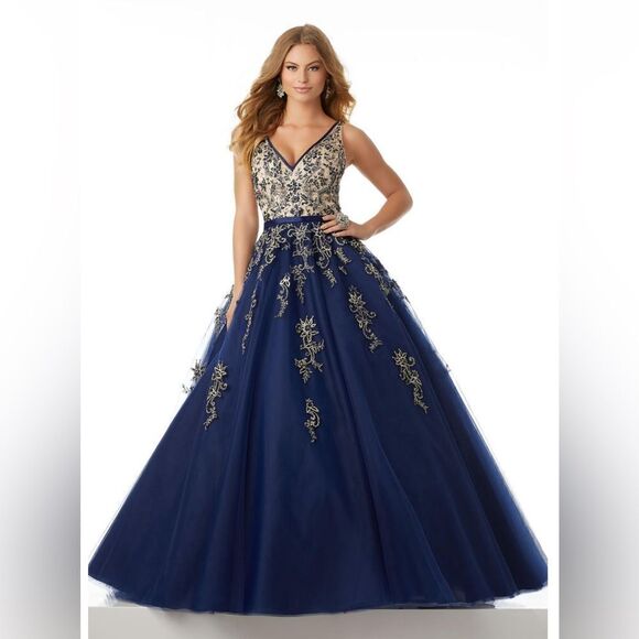 MORILEE PROM DRESS STYLE:42042 IN COLOR NAVY - Picture 1 of 5